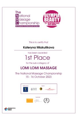 Kamahealing Massage techniques certificate