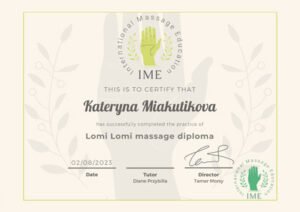 Kamahealing Massage techniques certificate